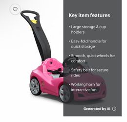 Step2 Whisper Ride Cruiser Pink Toddler Push Car