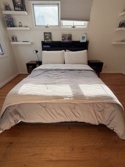 Full Bedroom Set — Storage Bed + BRAND-NEW Mattress + 2 Nightstands