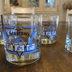 Vintage Seagrams Whiskey 🥃 Low Ball Glasses Set Of Four 