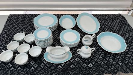 Vintage Hutschenreuther Sylvia Pasco Blue Baroque Dinner Set