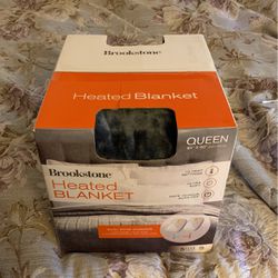 Brookstone Heated Blanket - Gray Queen Size 