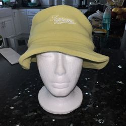 Supreme FW17 Polartec Crusher Fleece Bucket Hat Sulfur Green Unisex S/M NEW