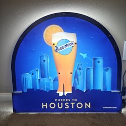 Blue Moon Cheers to Houston Light Up Sign