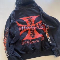 Vintage 90s West Coast Choppers Pullover Hoodie Flame Skulls Men’s Size S / M