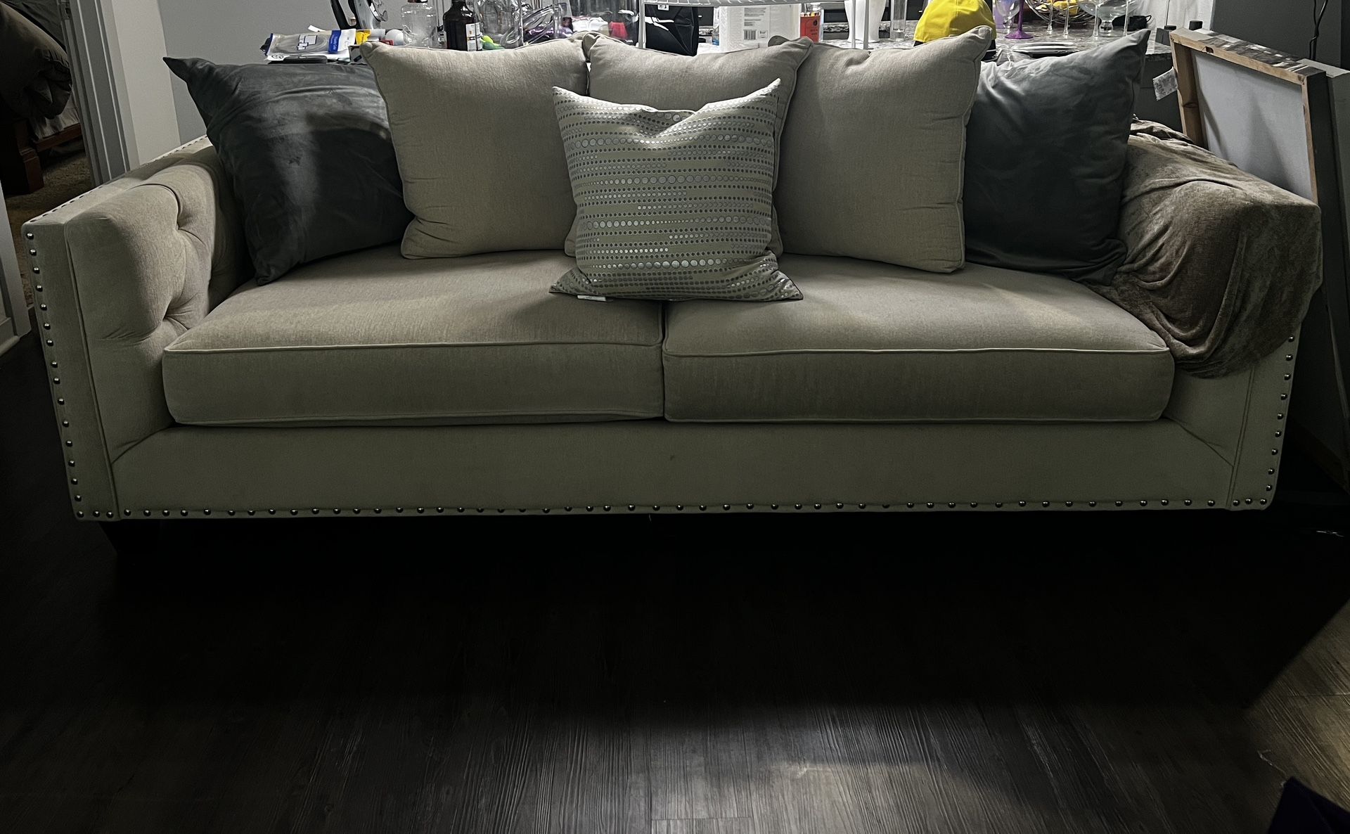 Tan Chenille Sofa
