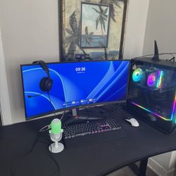   Complete High-End Gaming Setup – iBUYPOWER PC + 34” Ultrawide Monitor + Desk + Peripherals