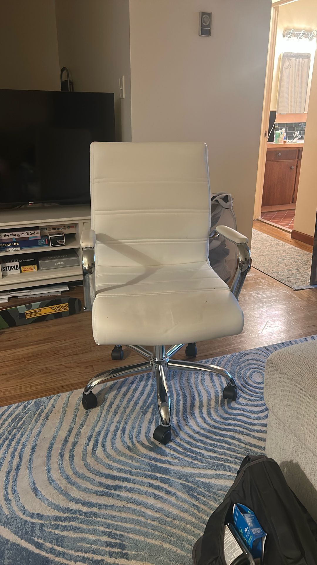White Faux Leather Office Chair