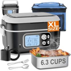 ☆ 6.3-Cup Cordless Electric Lunch Box for Adults, 27000mAh Heated Lunch Box For Men Battery Powered with Automatic Heating, 100W Self-Heating Portable