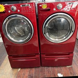 Red Front Loader Washer And Dryer Set XY24E