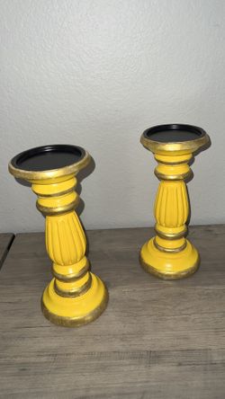 Rustic Yellow Candle Holders