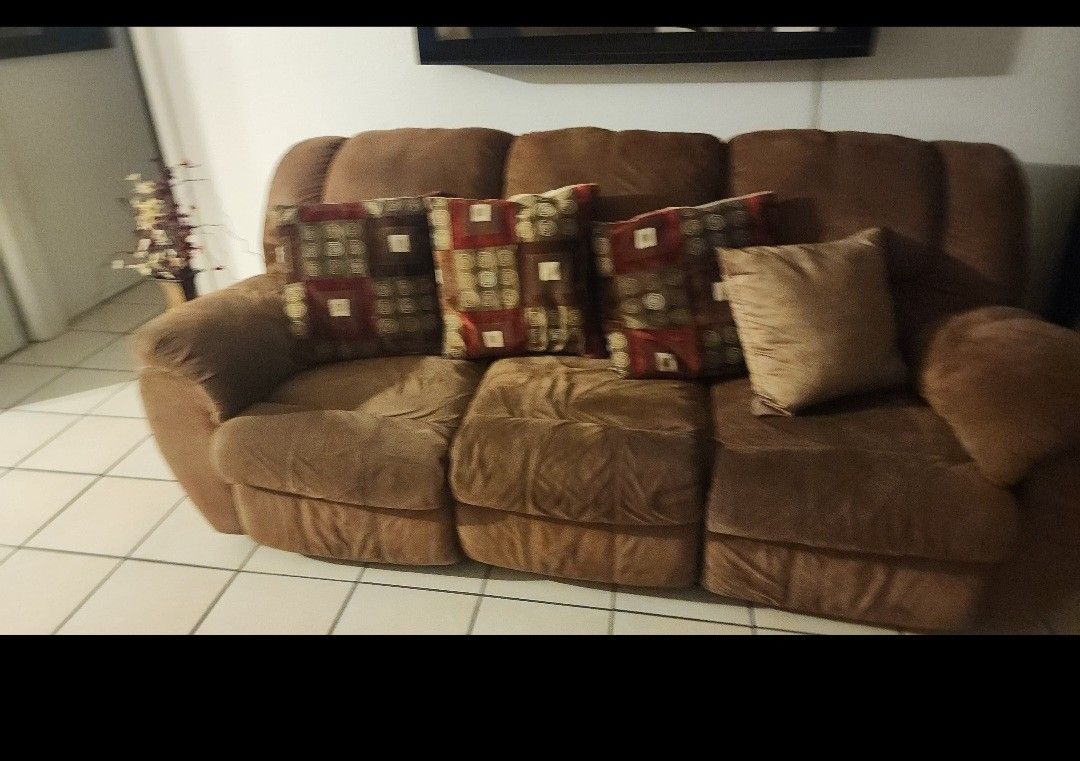 Selling MY 2 Suede Couches Both Reclinables