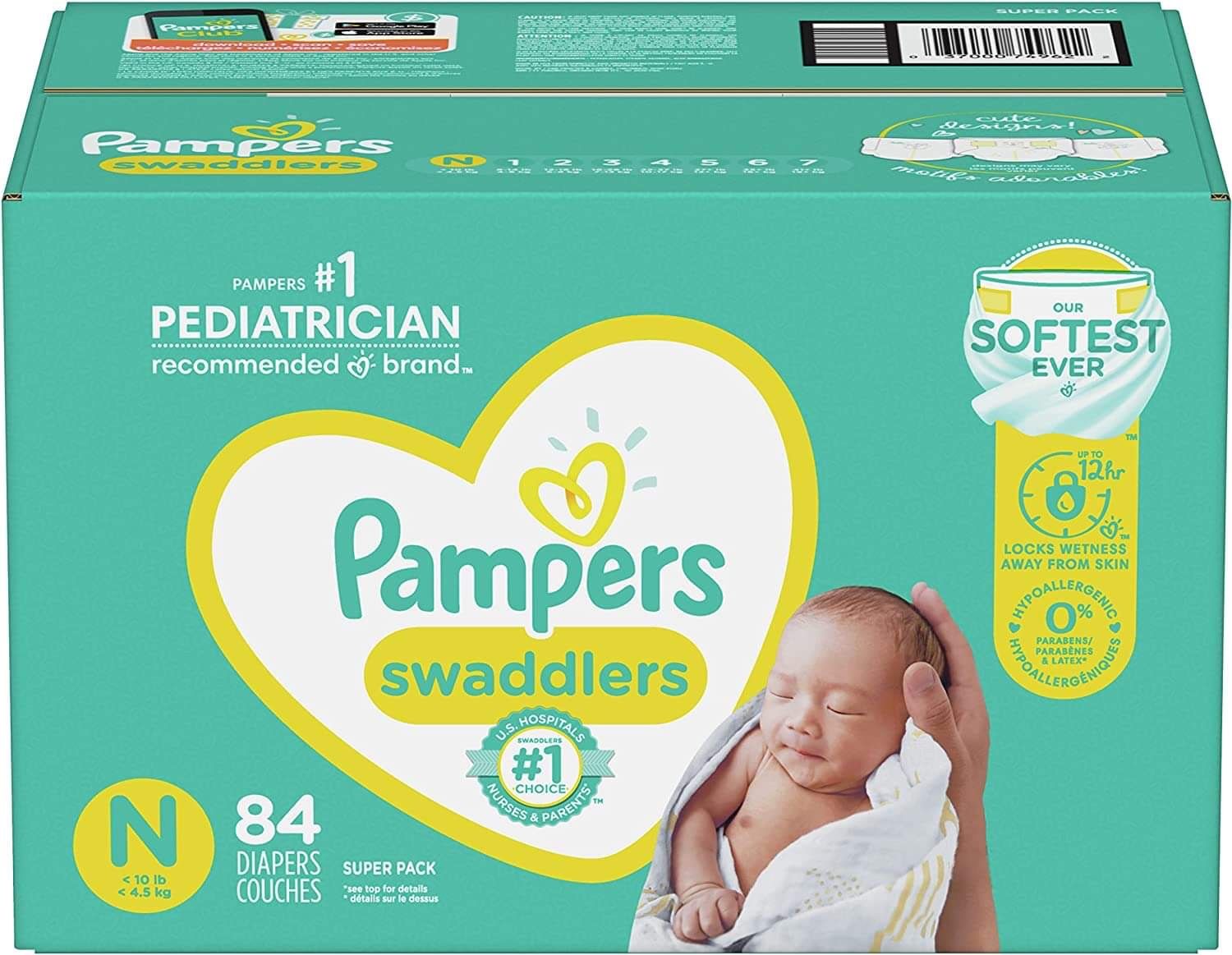 Pampers Swaddlers Disposable Baby Diapers - Size 0 (New Born) - 84 Count