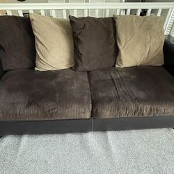 Brown Couch with Cushions 