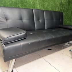 Black Faux Leather Couch !!!