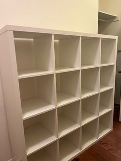 White 16-Cube Storage Shelf Unit