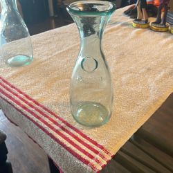 Glass Quart Carafe Blue Tinted Glass
