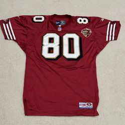 Vintage San Francisco 49ers Jersey XL  50th Patch Reebok Jersey Rice