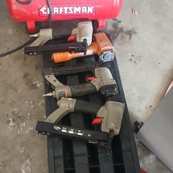 Craftsman 3 Gallon Compressor  And StaplersNailers