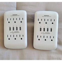 Litesun USB AC Wall Outlet Surge Protector USB & AC Outlet, 2pc Set