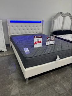 New Queen bed frame with mattress