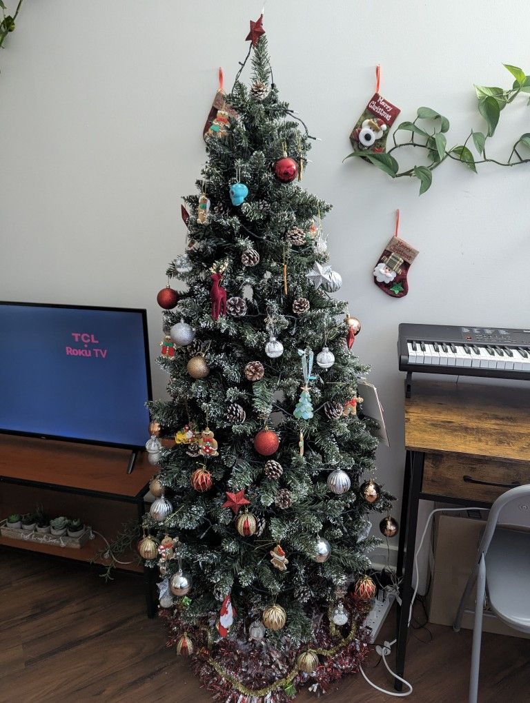 6ft Unlit Snow-Dipped Fir Artificial Christmas Tree