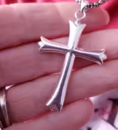 925 Sterling Silver 1". Religious Cross Pendant Necklace 