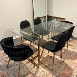 Black Gold Dining Table For 6 People
