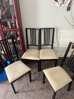 Set of 4 Black Wood Dining Chairs – $100