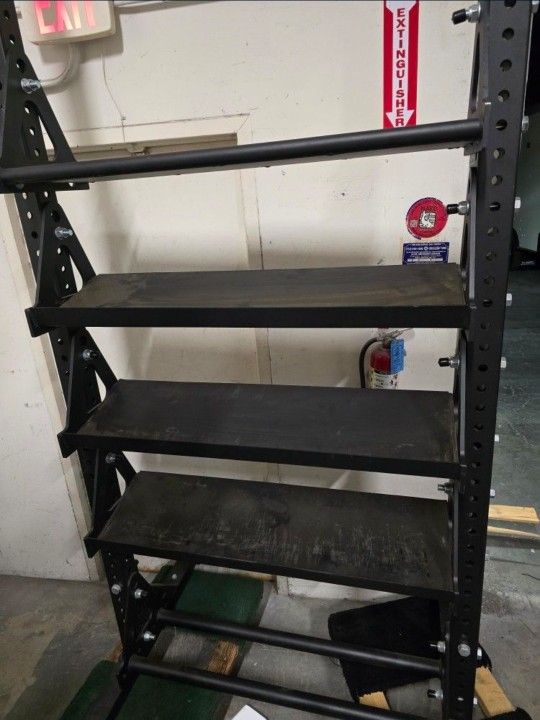 9ft tall commercial grade dumbbell storage rack wall balls bumper plates kettle bell gym equipment