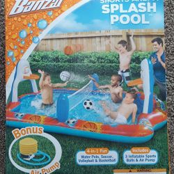 Banzai 4-in-1 Sports Arena Splash Pool w/ 3 Inflatable Sports Balls