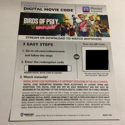 DC Birds of Prey Harley Quinn Digital Movie Redemption Code