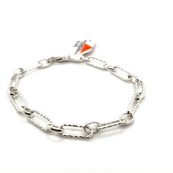925 Silver Bracelet 7”diamond Cut Paper clip 6mm 6.5grams 148289 1