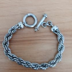Vintage Sterling Silver Twisted Rope Bracelet 
