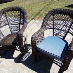 Wicker Modern Rocking Chair Pair