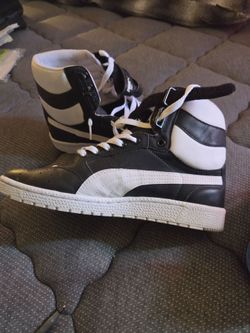 Puma High-Top Sneakers Black and White Sz 7 1/2