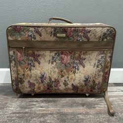 VTG GALLERIA ROLLING SUITCASE - FLORAL TAPESTRY DESIGN - TRAVEL - VACATION - LUGGAGE 