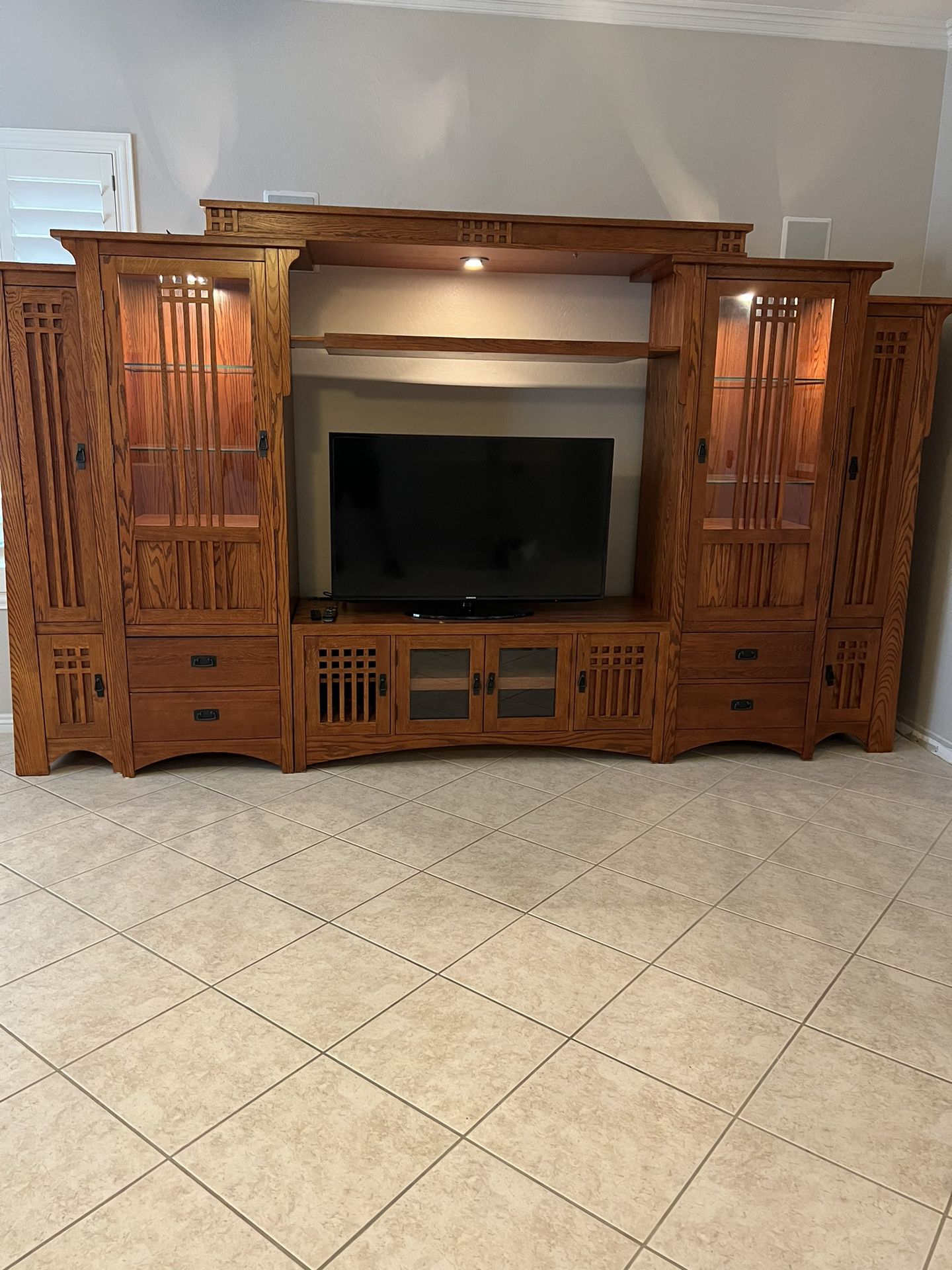 Entertainment Center - Mission Style Wall Unit, Solid Wood