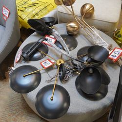 Chandelier — (Black & Brass)