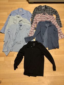 (7) Medium Men's Long-Sleeve Shirt Bundle