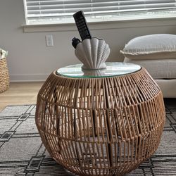 Bamboo & Glass End Table 