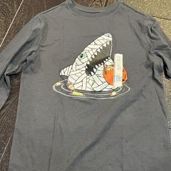 Boys XL Halloween Mummy Shark T shirt long sleeve Grey new