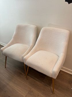 Set of 4 Boucle Accent Chairs with Gold Legs