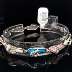 925 Silver 8” Multi Color Sandal Bracelet 13.60g 166772/2