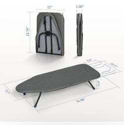 Small Ironing Board Foldable 32"x12" Black BlissBoard Tabletop Iron Board with Cover and Pad, Metal Frame Mini Countertop Iron Table for Space Saving