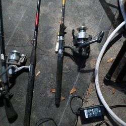 Bunch Of Different Fishing Poles Eight Fishing Poles One Cane Pole 9 Reels