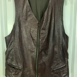 Brown Leather  Vest ,  Man’s  Size L