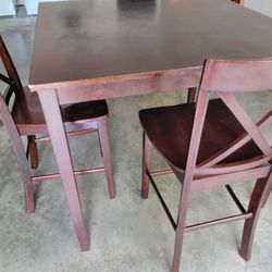 Bar Height Wooden Table + 3 Chairs –  (Pickup Only)