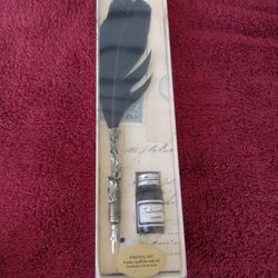 Black Feather Quill Pen and Ink Set
