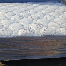 Brand new queen size pillowtop mattress and box spring free delivery depends on location