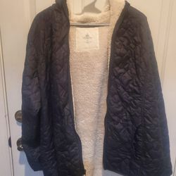 Disney Parks Embossed Mickey Mouse Sherpa Quilted Puffer Hooded Jacket Size 1x